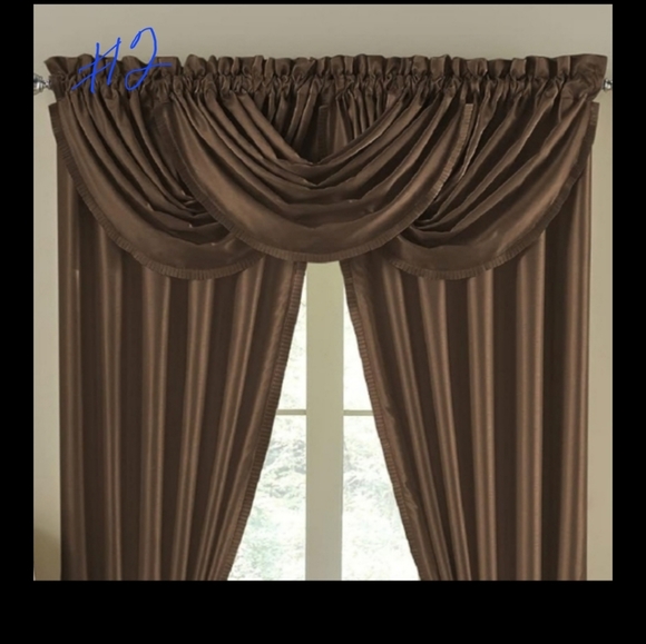 2 window panels (84long 54wide) with 3 valances with  beads - Picture 2 of 4